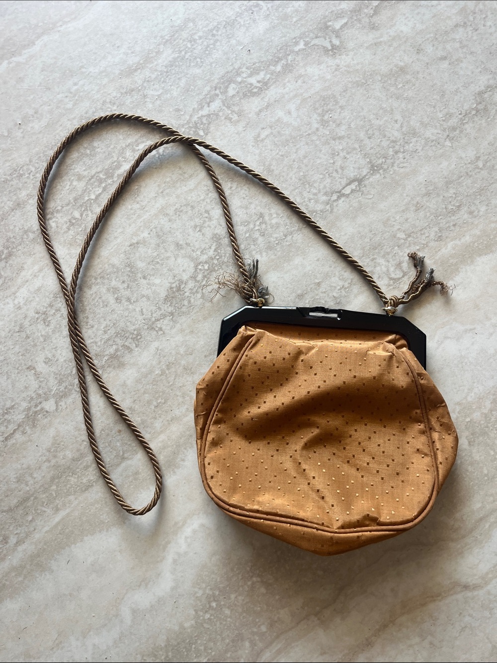 Source Unknown Mustard Drawstring Wristlet with Rope Strap